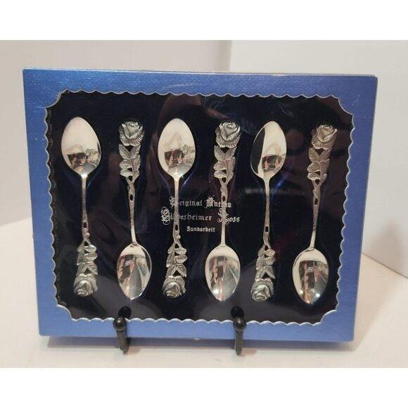 Vtg Antiko 100 Hildesheimer Rose Silverplate Demitasse Spoons in Original Box - Picture 1 of 9